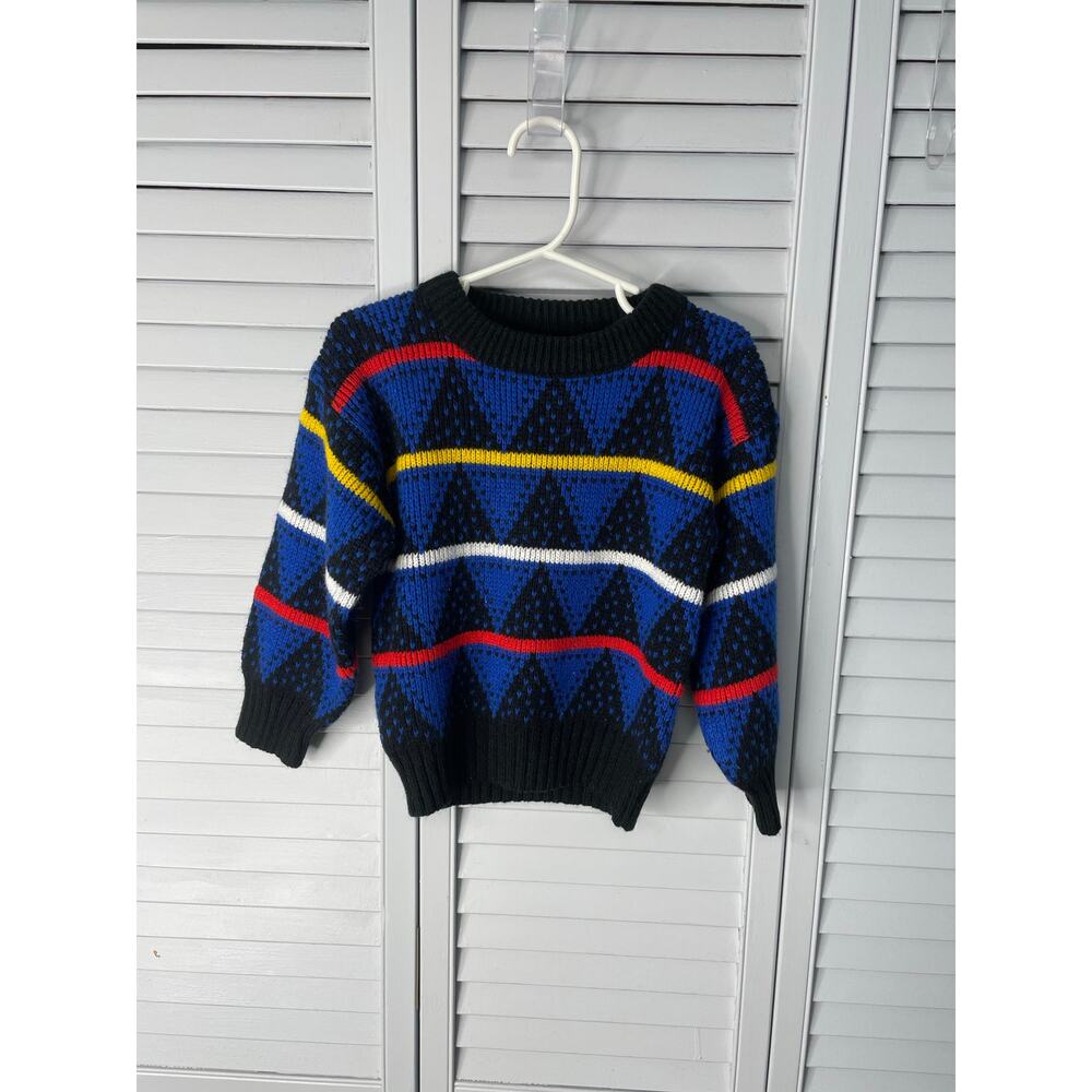 Electric Kids blue black yellow red white sweater toddler boy size 4